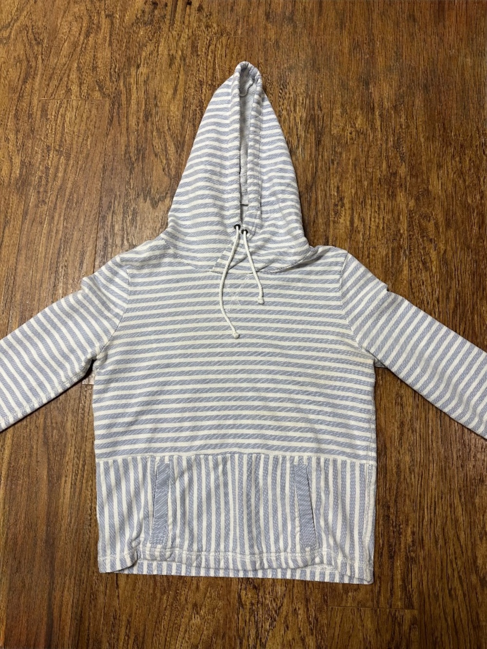 J. Crew Women's Cotton Hoodie Hooded Sweater Light Blue & White Size Small